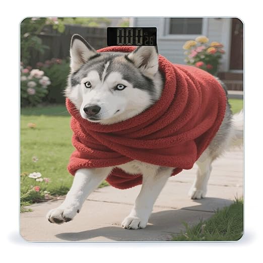 Funny Husky Weight Scale Large Digital Bathroom Scales with Bright LED Display Non Slip Digital Scale and Step On Fashion Weighing Machine for Body