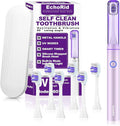 Metal Electric Toothbrush with UV ModeVibration and Oscillation Electric Toothbrush for Adults and Teen6 Brush Heads &amp Travel Case 5 Modes &amp Timer One Charge Last 120 Day（Rose）
