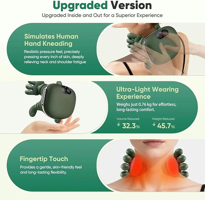 4D Wireless Massager with Hands – Shiatsu Deep Tissue Relief with Heat 2026 New Neck Massage Deep Tissue Shiatsu Neck and Shoulder Massager Masajeador de Espalda y Cuello Three Massage Modes