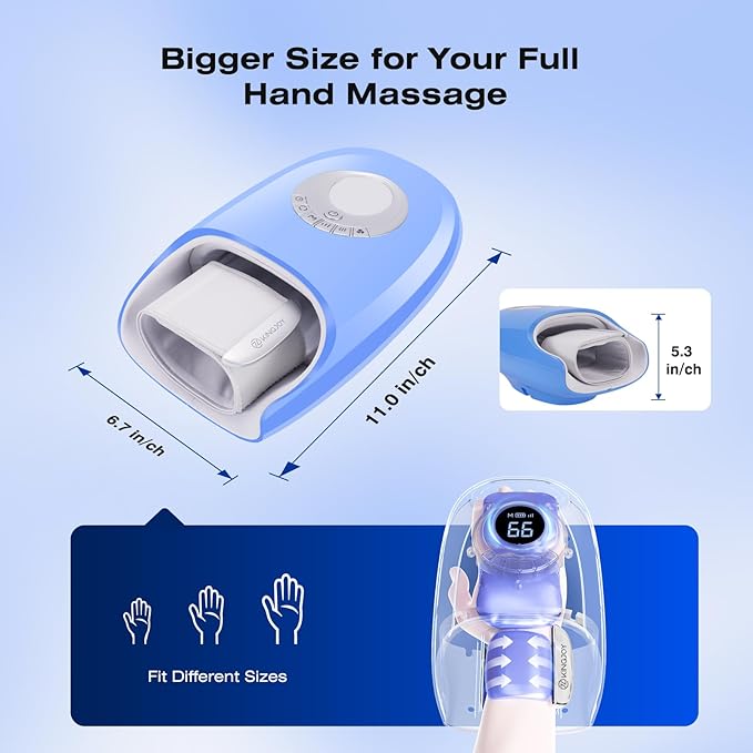 Hand Massager with Heat and Compression for Arthritis Carpal Tunnel Relief Massagers with 3D Kneading Rollers Cordless Wrist Finger Massager with Fan Cooling for Finger Numbness Gifts for Mom Dad