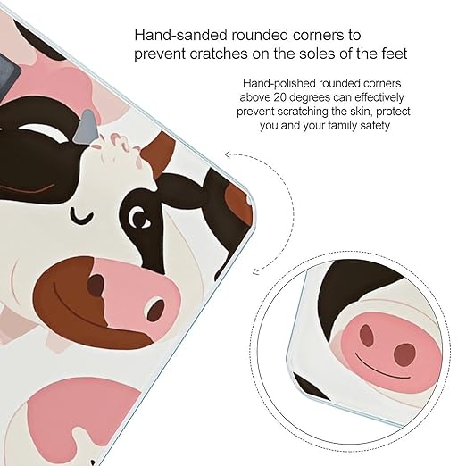 Cow Pattern Scale for Body Weight Accurate Digital Bathroom Scale Toughened Glass High Precision Scales Smart Weight Scales with Large LCD Backlight Display Weighing Machine