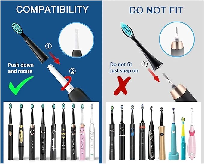 12/16/20PCS Electric Toothbrush HeadsCompatible for with D7/D8/FW507/FW508/FW551/917/959/Moderately Soft Bristles Brush(20pcs Black)