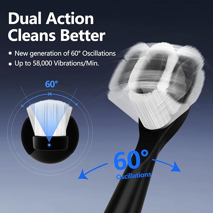 Sonic Electric Toothbrush with Light 4 Brush Heads for Adults and Kids One Charge for 60 Days Wireless Fast Charge 3 Modes Electric Toothbrushes(Black)