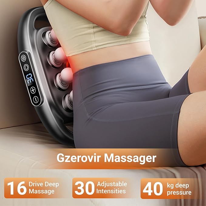 16-Head Massage Gun Set Massage Gun Deep Tissue Neck Massager with 16 Heads for Deep Tissue Back Shoulders Legs Pain Relief (Gray 16 Heads)