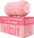 Vibit - Vibrating Massager for Plantar Fasciitis Pain Relief and Sciatica Foot and Body Portable Massage Roller Deep Tissue Pain Relief from Feet to Neck Electric 3 Vibration Levels (Pink)