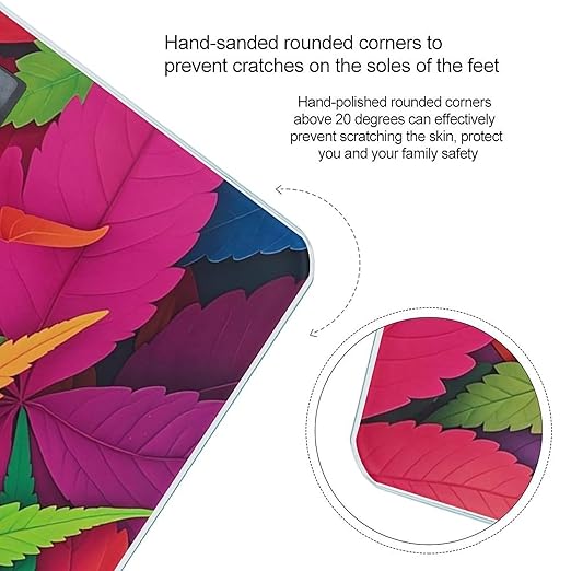 Multicolor Leaf Weed Art Bathroom Scale Digital Weight Scale Precision 400 Lbs Weighing Scales Large with LCD Backlight Display BMI Measures