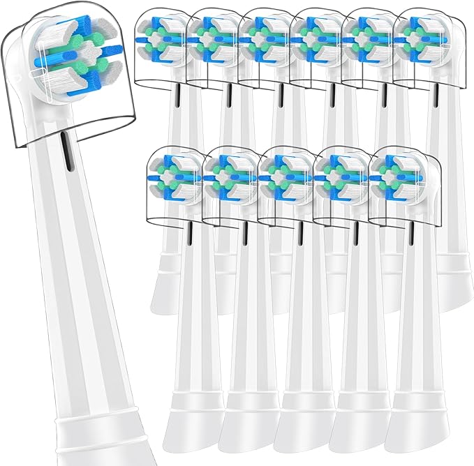 12 PCS Replacement Heads Compatible with Oral B IO 2/3/4/5/6/7/8/9/10/Deep Clean Series Electric Toothbrush Medium Softness Brush Heads Compatible with Oral B IO for Teeth and Gums Care (White)
