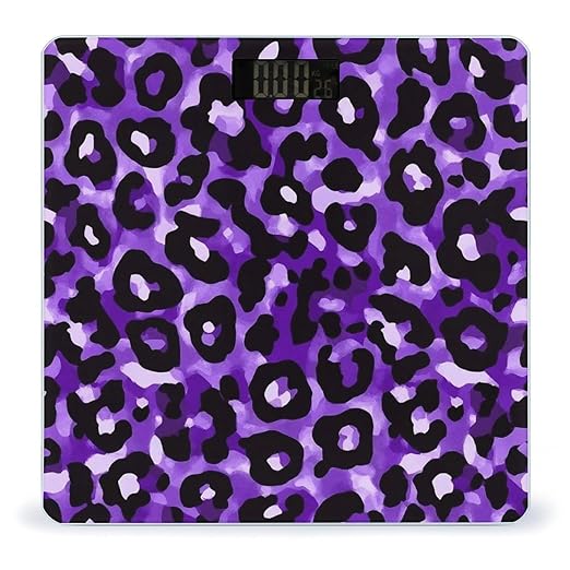 Women's Digital Bathroom Weighing Scale Automatic Switch Energy Saving Scale Smart Scale for Body Weight Purple Cheetah Leopard Print