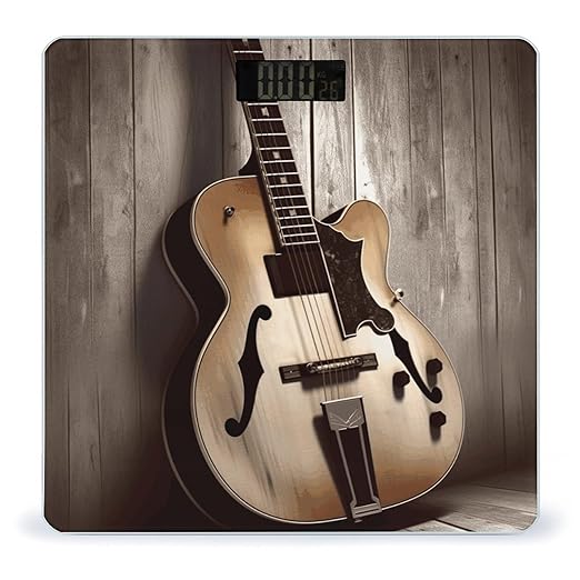 Guitar Pictures Scale for Body Weight Accurate Digital Bathroom Scale Toughened Glass High Precision Scales Smart Weight Scales with Large LCD Backlight Display Weighing Machine