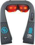 Cordless Shiatsu Neck Massager with Heat – Rechargeable Massager for Neck and Shoulder Pain with 8 Deep Kneading Nodes Back Massager for Home Office Outdoor - Christmas Gifts for Mom Dad Men Women