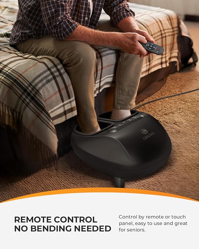 CooCoCo FSA Eligible Foot Massager with Heat Upgrade ABS Feet Massager with Remote Foot Massager for Neuropathy &amp Plantar Fasciitis Foot Massage Machine with Base Kneading Compression Foot Wa