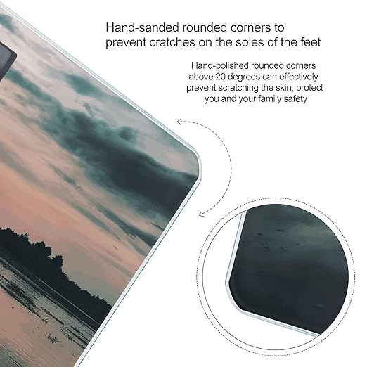 Standing in The Lake Scale for Body Weight Anti-Slip Tempered Glass Digital Bathroom Scales Clear LCD Display Weighing Scale Safe Rounded Corners Smart Scales
