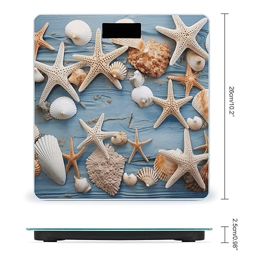 Shell Starfish Pattern Smart Scale for Body Weight Accurate Bathroom Scale with LED Display Digital Weight Scales Weighing Machine High Precision Scales for Bath Home