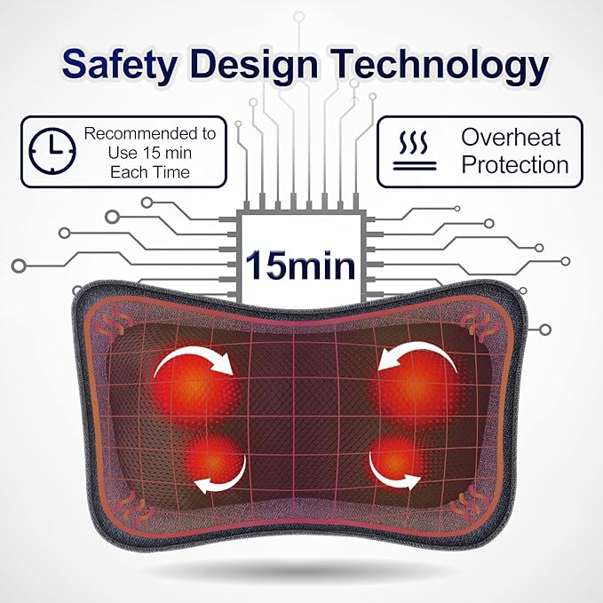 Mo Cuishle Electric Shiatsu Back Massager with Heat - Powerful 3D Kneading for Neck Shoulder Lower Back Pain Relief - Ergonomic Design for Home Office &amp Car - Gifts for Women Men Mom &amp D