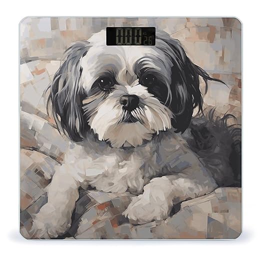 Shih Tzu Bathroom Scale Automatic Power On/Off Body Scales LCD Backlight Display Square Digital Scale Rounded Corners Bathroom Scales for Home Bedrooms