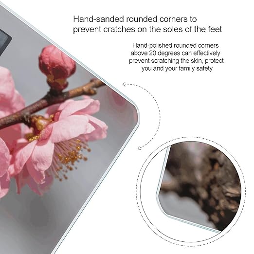Blooming Plum Smart Scale for Body Weight Digital Bathroom Scale Toughened Glass Weight Scale with Large LCD Backlight Display High Precision Scales Weighing Machine