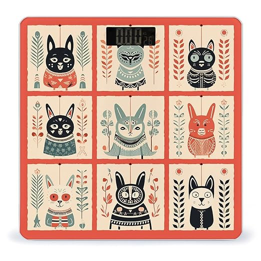 Digital Bathroom Scale for Body Weight Scale with Bright LCD Display High Accuracy Step-On Technology Auto On/Off Some Animal Decorations Digital Scales 400 Lbs /180kg