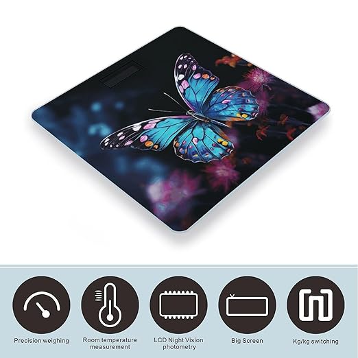 Charming Butterfly Scale for Body Weight Digital Bathroom Scale Precision Smart Weighing Scales with Clear LED Display Accurate High Precision Scales Weighing Machine