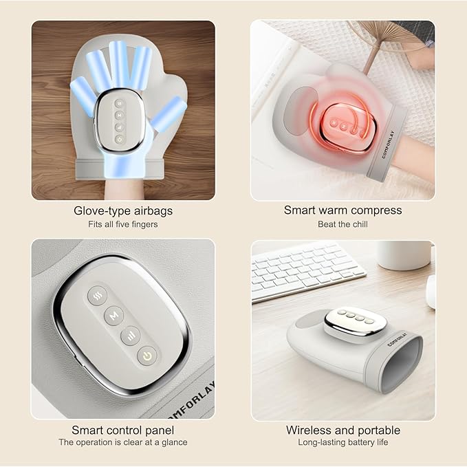 Hand Massager for Arthritis and Carpal Tunnel Heat and Compression Electric Hand Massager for Wrist Finger Massage Valentine's Day Gifts for Women Men