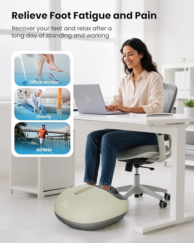 COMFIER Shiatsu Foot Massager with HeatCompression Kneading &amp Rolling Electric Feet Massager for Plantar Fasciitis Foot Warmer Size Up to 15 Gift for Men Women
