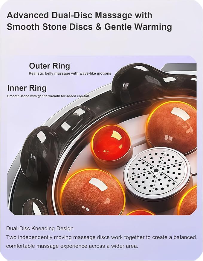 Abdominal Massager Belt – Electric Belly Stomach &amp Tummy Massage Machine and Tool with Dual Kneading Discs Soothing Heat Wireless &amp Rechargeable