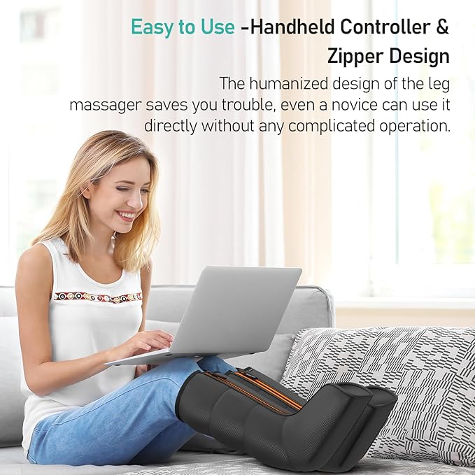 QUINEAR Leg Compression Massager Calf Massager for Circulation and Pain Relief with 3 Modes and 3 IntensitiesCompression Boots for Leg (no Heat)
