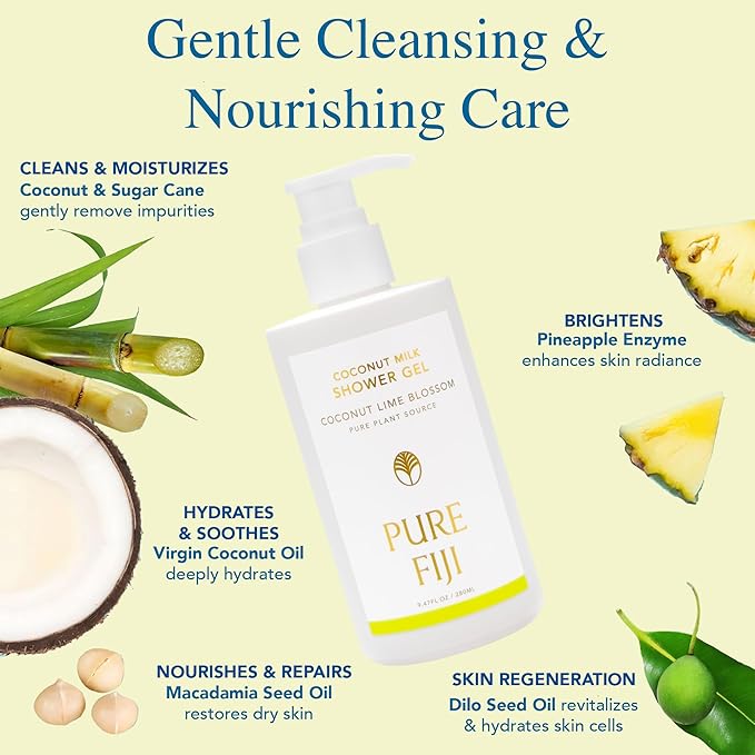 PURE FIJI Coconut Milk Shower Gel Coconut Lime Blossom (9.47 Fl. Oz /280ml)