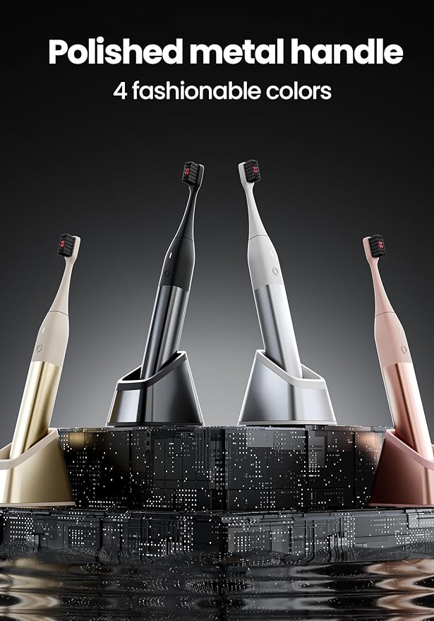 Allegro Luxury Premium Polished Metal Sonic Toothbrush M1Ivory Gold