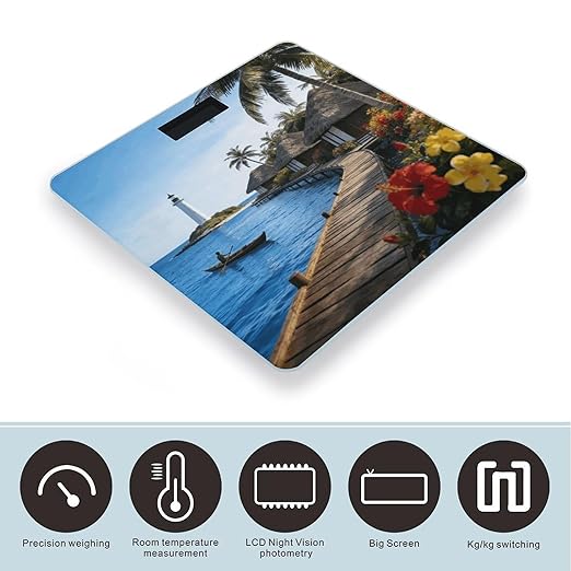 Coconut Breeze Water Residence Smart Scale for Body Weight Digital Bathroom Scale Toughened Glass Weight Scale with Large LCD Backlight Display High Precision Scales Weighing Machine