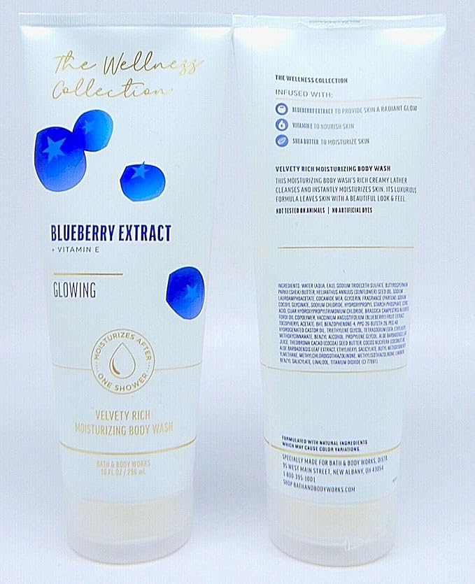 2 THE WELLNESS COLLECTION BLUEBERRY EXTRACT GLOWING bath BODY WASH