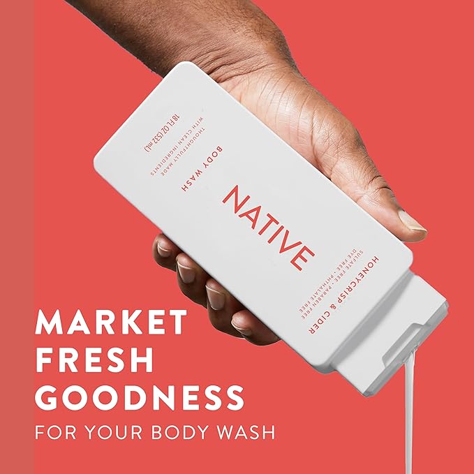 Native Body Wash with Naturally Derived Ingredients - Honey Crisp &amp Cider - For Women &amp Men Sulfate Paraben &amp Dye Free Leaving Skin Soft and Hydrating | Fall Seasonal Scent Bundle 18 o