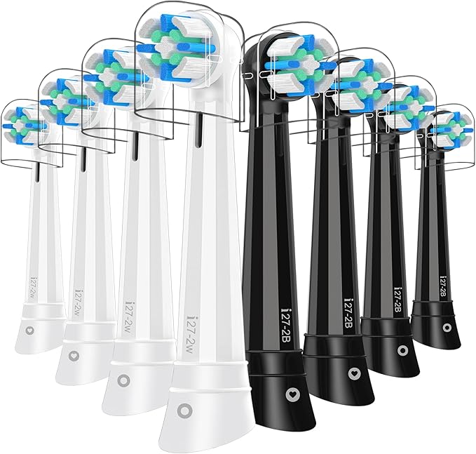 8 Pcs IO Replacement Heads Compatible with Oral B IO 2/3/4/5/6/7/8/9/10/Deep Clean Series Electric Toothbrushs Toothbrush Heads with Medium Bristles Compatible with Oral B IO (Black/White)