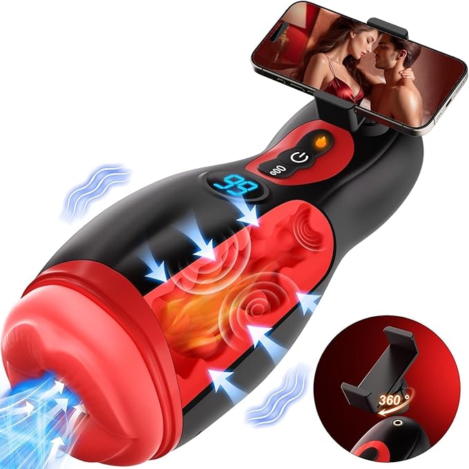 2026 Male Masterburbatar Hands Free with 9 Thrusting 9 Sucking Heating Vibration Modes Blowjobob Machine for Man Pocket Puzzy Mastusbafor Automatic Tight Viboators Sleeve Hoodies QEY31 (Red)