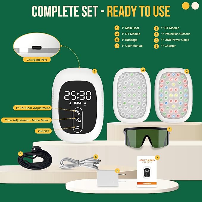 iKeener Cold Laser Therapy Device for Vet Portable 5 in 1 Red Light Therapy Device with 2 Therapy Modules for Dogs and Cats Muscle &amp Joint Pain Relief 2 Mode &amp Timer Adjustable