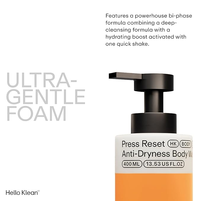 Press Reset Anti-Dryness Body Wash - Bi-Phase Cleanser Deeply Cleans &amp Removes Hard Water Residue - Instant Relief for Dry Skin with an Intense Boost of Hydration - Dermatologist Tested