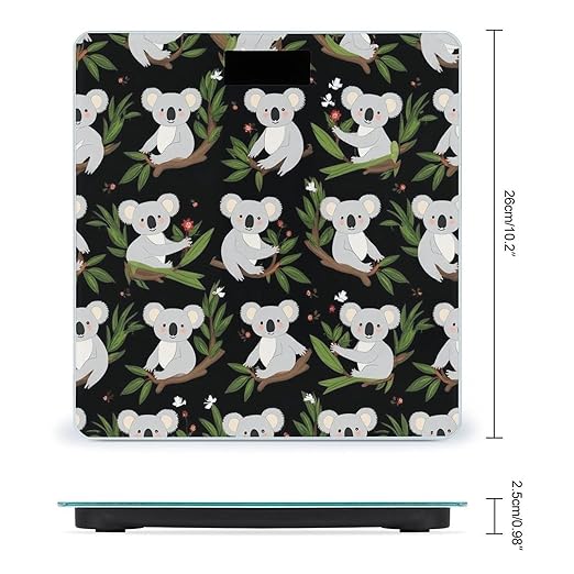 Energy Saving Scale Bathroom Weighing Scale Smart Scale for Body Weight Digital Leaves Flowers Cartoon Koala