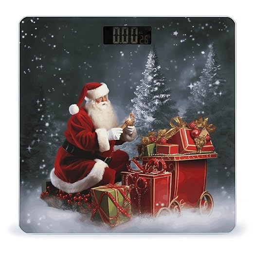 Merry Christmas Santa's Gift Bathroom Scale for Body Weight 400 Lb Weight Scale with High Precision Sensors Tempered Glass Highly Accurate Digital Weighing Machine for People