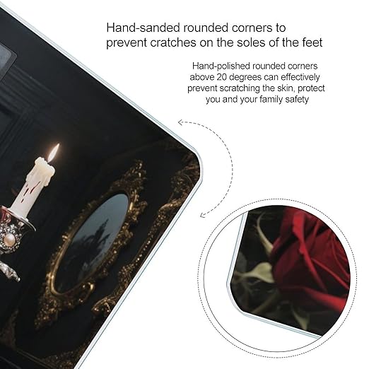 Silver Candelabra Blood Rose Weight Scale Cute Bathroom Scale for Body Highly Accurate Digital Weighing Machine for People Compact LCD Display Scales with Sturdy Toughened Glass Scales