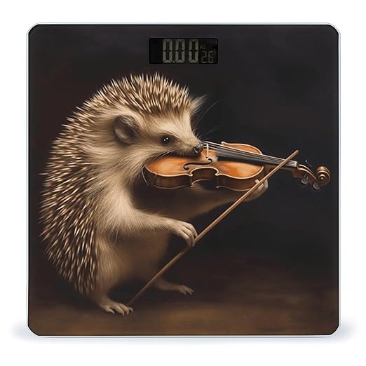 Animal Hedgehog Music Violin Bathroom Scale Large LCD Backlight Display Digital Scale Rounded Corners Body Scales Automatic Power On/Off Bathroom Scales for Home Bedrooms