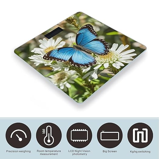 Blue Butterfly Small Smart Scale for Body Weight Accurate Bathroom Scale with LED Display Digital Weight Scales Weighing Machine High Precision Scales for Bath Home
