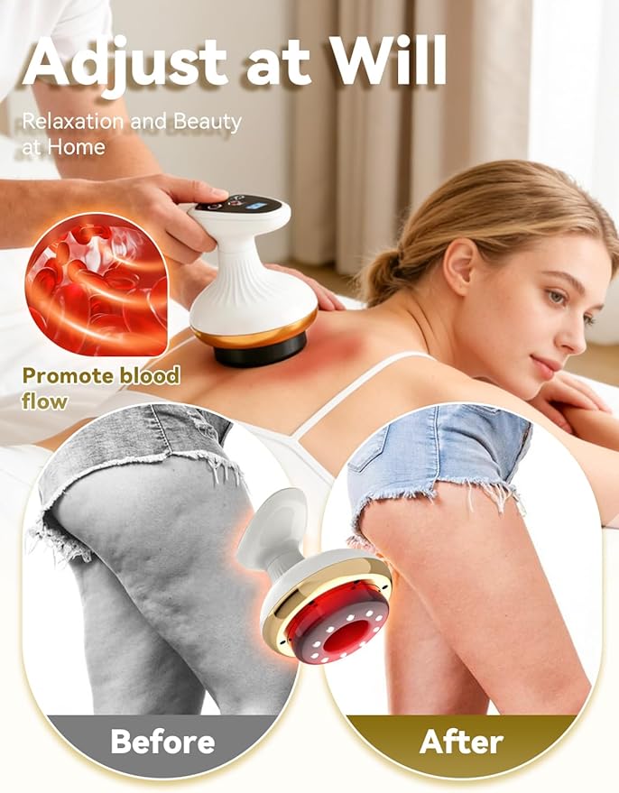 Electric Gua Sha Device for Cellulite Massage Tool 9 Suction Levels &amp Heating Handheld Massager - Negative Pressure Strong SuctionSmart Cupping MassagerDeep MassageFirmer (2 Pcs + 4 Oils)