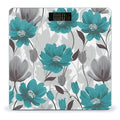 Teal Grey and White Floral Bathroom ScaleHighly Accurate Digital Weighing Machine for People Bright LED Display Weight Scale for The Aldult Home Use