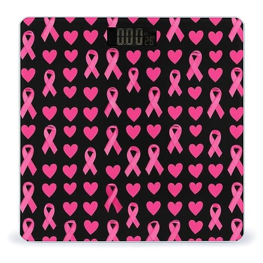 Men's Smart Scale for Body Weight Digital Bathroom Weighing Scale Automatic Switch Energy Saving Scale Pink Ribbon Breast Cancer Awareness Symbol Hearts