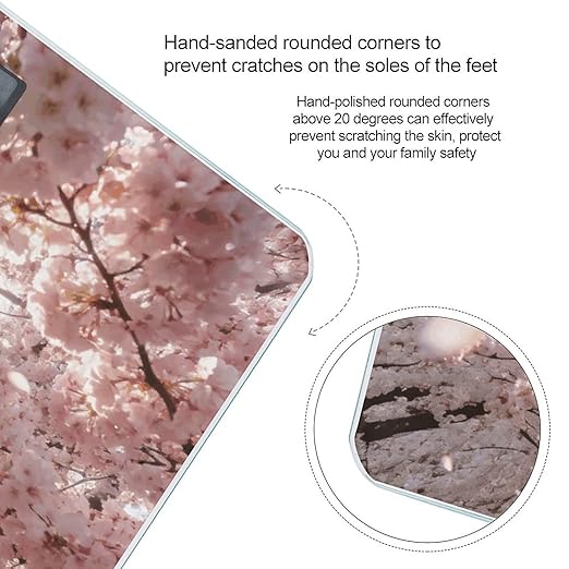 Cherry Blossoms Pink Weight ScaleClear LED Display Bathroom Digital Weighing ScaleTempered Glass Digital Bathroom Scale for Body Weight Capacity Up to 400 Lbs