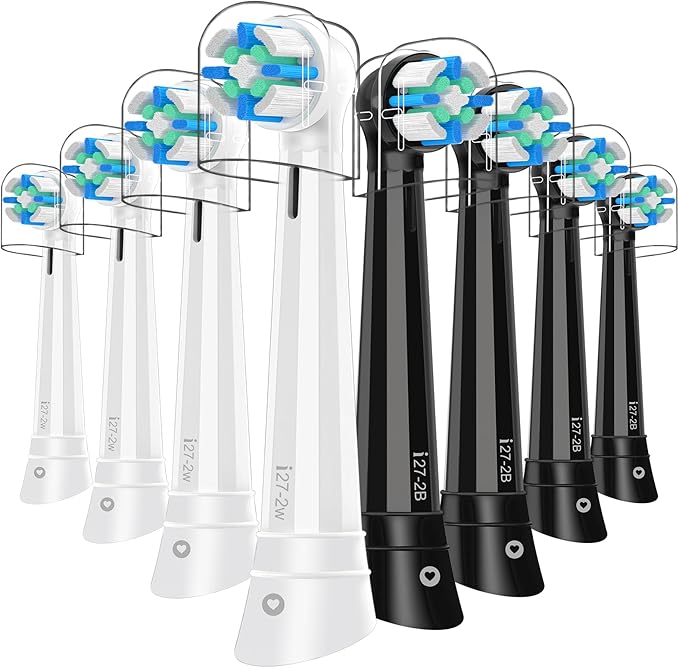 8 Pack IO Replacement Heads Compatible with Oral B IO 2/3/4/5/6/7/8/9/10/Deep Clean Series Electric Toothbrushes Brush Heads Compatible with Oral B iO (Black/White)