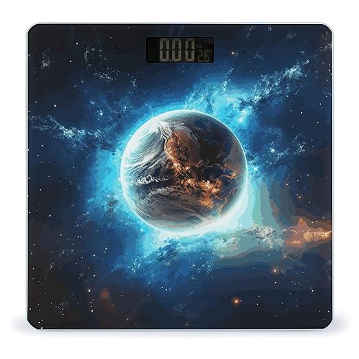 Blue Earth in The Space Bathroom Scale for Body Weight Bathroom Digital Electronic Weighing Scale with Back Lit LED Display Sturdy Tempered Glass Weight Watchers Scales 400lb