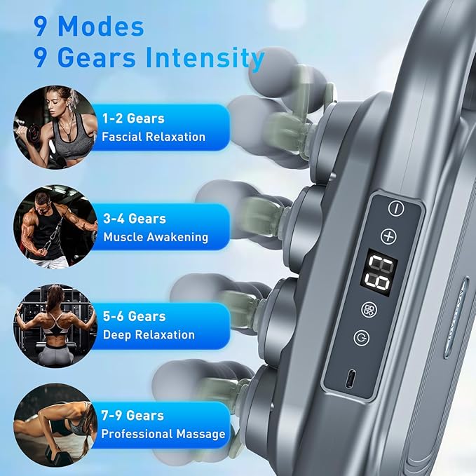 Upgrade 28 Head Massage Gun Set Handheld Back Massager Gun Deep Tissue9 Speeds Electric Percussion Muscle Body Massager for Athletes Neck Shoulder Pain ReliefGifts for Men Women