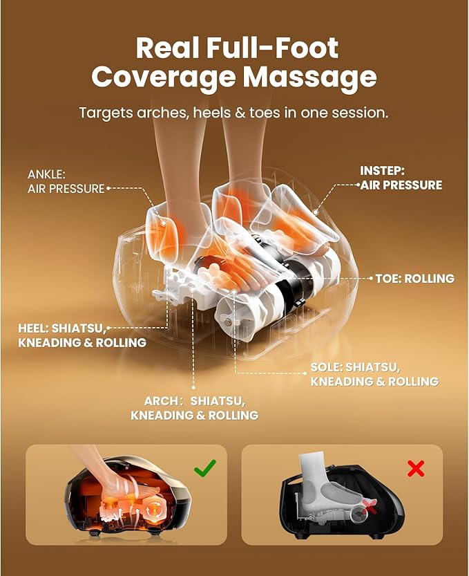 BOB AND BRAD Foot Massager Machine with Heat and Remote Fits up to Size 14 FSA Eligible HSA Shiatsu Deep Kneading Foot Massager for Plantar Fasciitis and Neuropathy