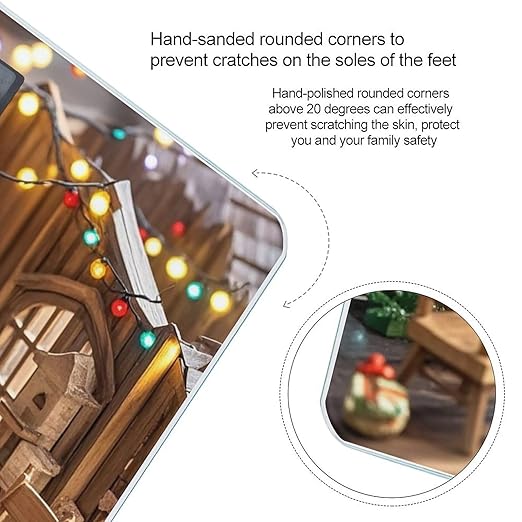 Christmas Wood Scale for Body Weight Highly Accurate Digital Bathroom Body Scale Digital Bathroom Scales for People Anti-Slip Large LCD Display Smart Scales