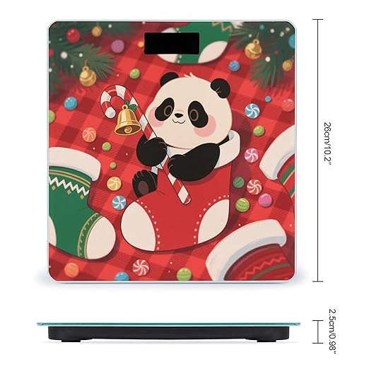 Christmas Red Panda Scale for Body Weight Sturdy Tempered Glass Weighing Scales with LCD Display Accurate Digital Bathroom Scale Convenient Body Fat Smart Scales Easy Read